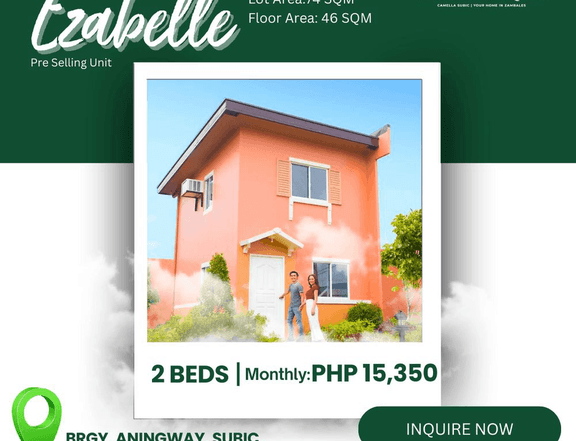 74sqm Ezabelle 2BR 1 Bath House and Lot For Sale in Subic Zambales