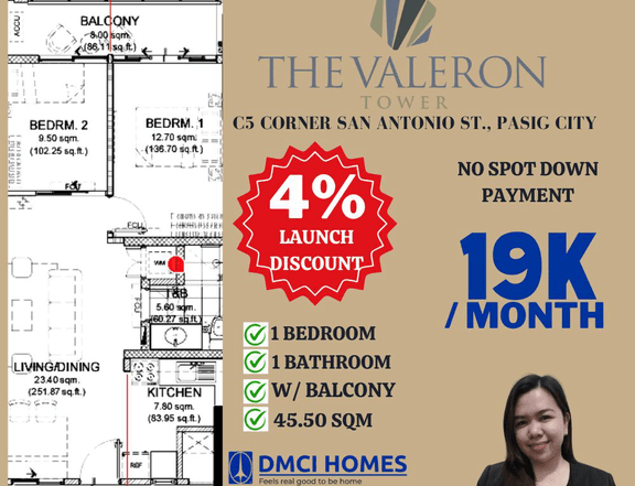 Pre-selling 45.50 sqm 1-bedroom Condo For Sale in Pasig Metro Manila