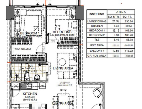 2nd Floor 70.50 sqm 2BR Condo Unit in Alder Residences Acacia Estates near Grace Residences