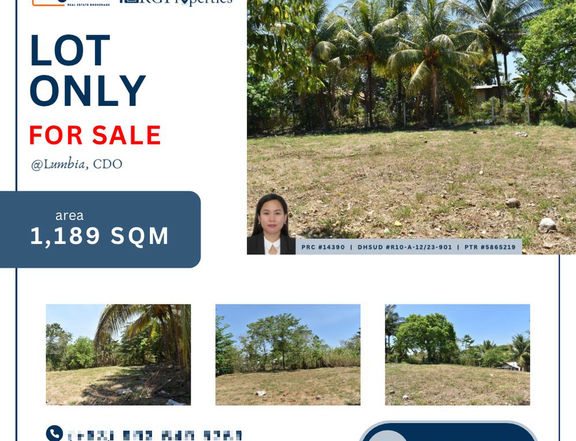 1,189 sqm Residential Lot For Sale in Lumbia Cagayan de Oro