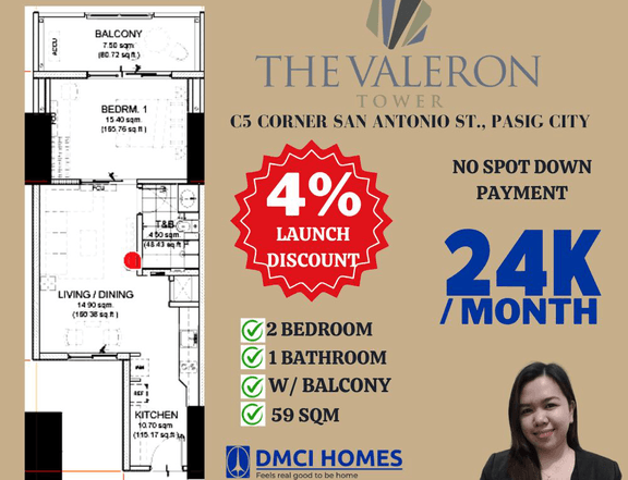Pre-selling 59.00 sqm 2-bedroom Condo For Sale in Pasig Metro Manila