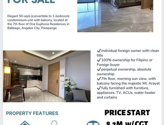 1 Bedroom Condo For Sale in Clark