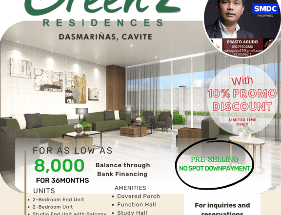 18.98 sqm 1-bedroom Condo For Sale near in La Salle Dasmariñas Cavite