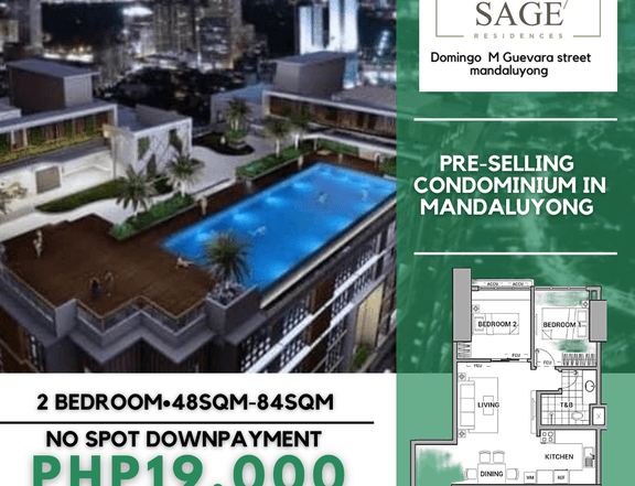 56.00 sqm 2-bedroom Condo For Sale in Ortigas Mandaluyong Metro Manila