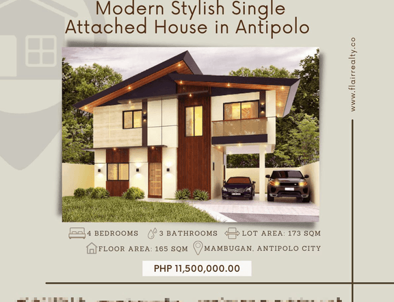 Stylish Single Attached House and Lot in Antipolo near Xentro Mall