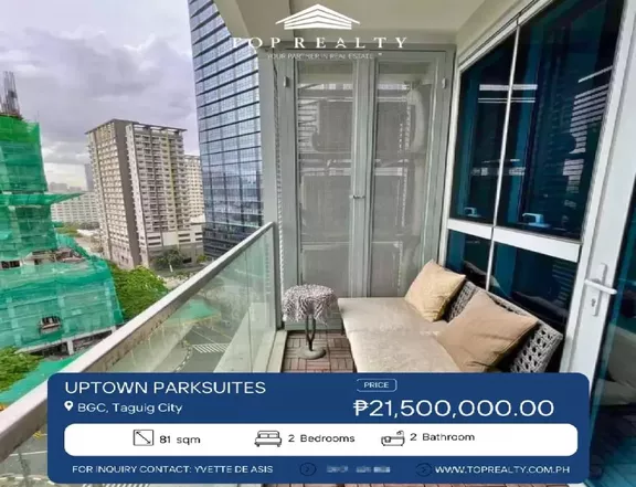 81.00 sqm 2-bedroom Condo For Sale in Uptown Parksuites, BGC, Taguig