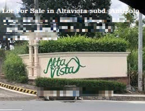 I'm selling Titled Residential Lot in Alta Vista Subdivision,Antipolo City 09759663299