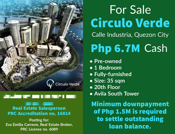 1Br Fully-furnished Condo Unit at Circulo Verde QC