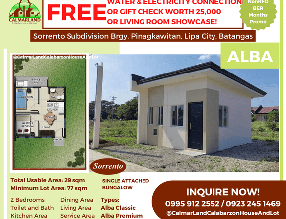 2-bedroom Single Attached Bungalow House For Sale in Lipa Batangas