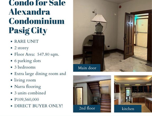 3 bedroom Condo for Sale  Alexandra Condominium Pasig City