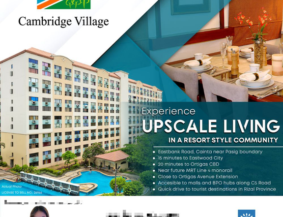Pre owned unit 1 bedroom pwede sa Pag-ibig financing low down payment in Pasig Cainta for sale