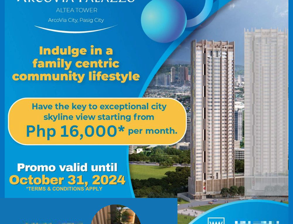 PRE-SELLING CONDO UNIT AT ARCOVIA PALAZZO ALTEA PASIG FOR SALE