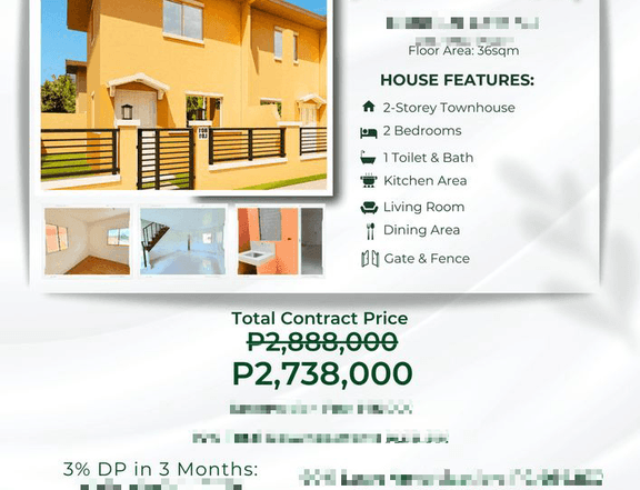 Ready For Occupancy 2-bedroom Townhouse For Sale in Camella Malvar Batangas