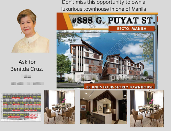 4 Storey Townhouse with 4 Bedroom For Sale in Manila ,Metro Manila