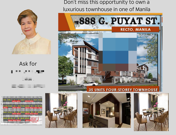 4 Storey Townhouse with 4 Bedroom For Sale in Manila ,Metro Manila