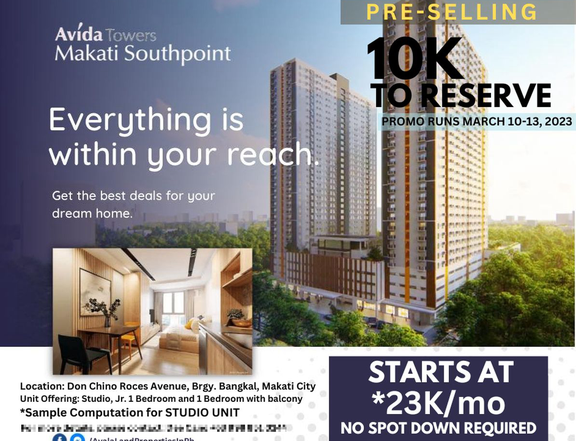 Pre-selling STUDIO For Sale in Makati NO SPOT DOWN REQUIRED