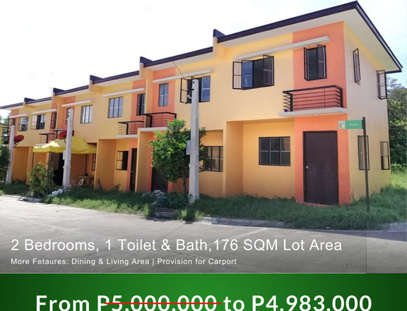 244K Rebate | Townhouse & Lot Provision of 2-3 Bedrooms