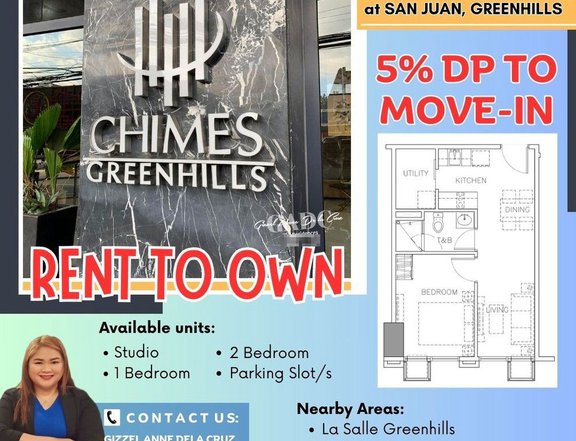 Rent to Own 1-bedroom condo for sale near La Salle Greenhills at Chimes Greenhills