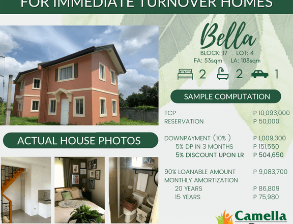 2 Bedroom Single Attached House and Lot For Sale in Bacoor Cavite