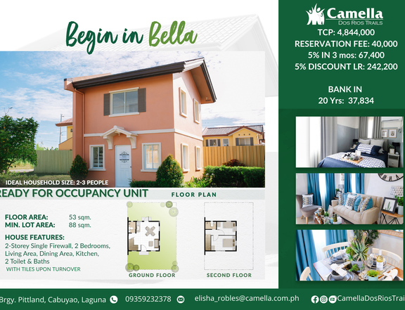 RFO 2-bedroom Single Attached House For Sale in Nuvali Cabuyao Laguna