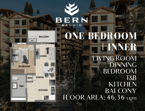 46.36 sqm 1-bedroom Luxury Condo For Sale in Baguio Benguet