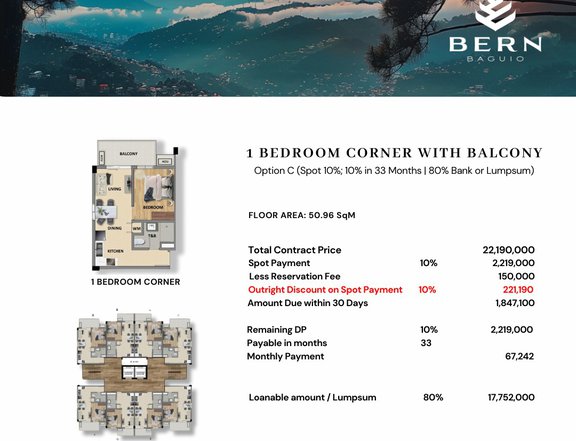 Pre-selling 50.96 sqm 1-bedroom Condo For Sale in Baguio Benguet