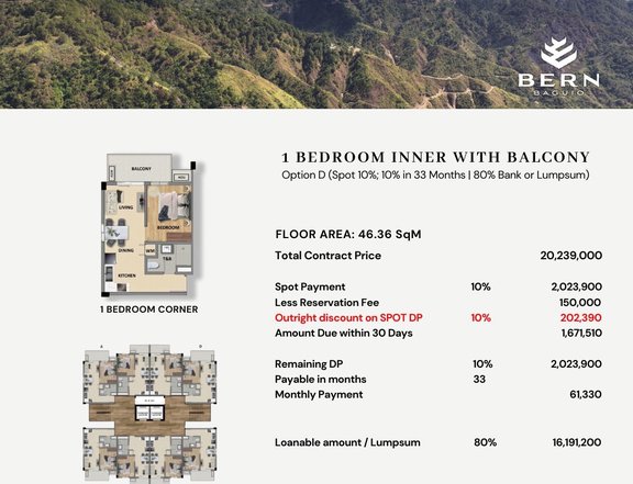 Pre-Selling 46.36 sqm 1-bedroom Condo For Sale in Baguio Benguet