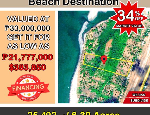 25,492 m2 / 6.30 Acres Sunset Titled White Beach Destination