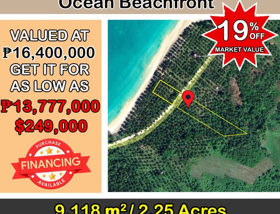9,118 m2 / 2.25 Acres Golden Sunset Titled Ocean Beachfront in Aborlan