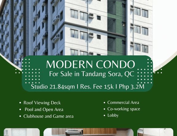 21.84 sqm Studio Condo For Sale in Tandang Sora Quezon City / QC Metro Manila