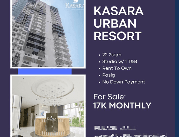 17K Monthly Studio Condo For Sale in Kasara Urban Resort in Pasig Rent To Own