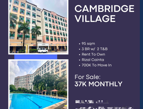 95.00 sqm 3 BR Condo For Sale in Cainta Rizal Rent To Own as low 34K Monthly