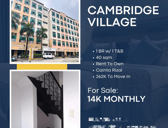 14K Studio 40.00 sqm 1 BR Condo For Sale in Cainta Rizal Rent To Own