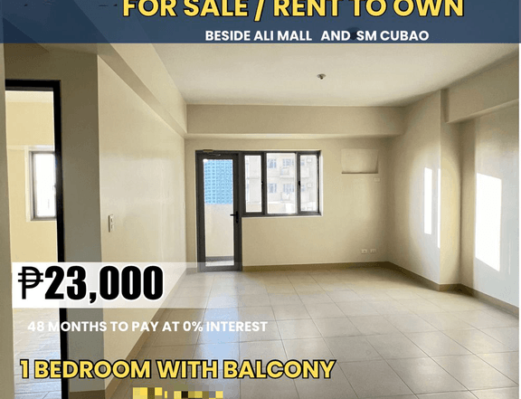 Manhattan Plaza 1 Bedroom 56 sqm. Rent to Own condo beside Araneta Coliseum