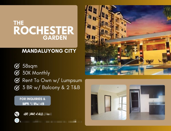 58.00 sqm 3-bedroom Condo For Sale Pasig Metro Manila near BGC &N Airport