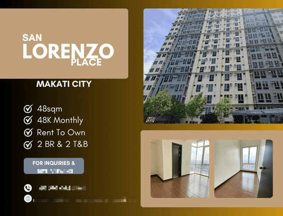 48 sqm 2 BR Condo For Sale in Bel-Air Makati Rent To Own