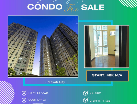 38.00 sqm 2 BR Condo For Sale in Bel Air Makati Rent To Own as low as 40K Monthly