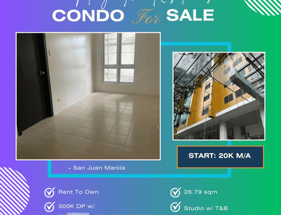 30.00 sqm 1 BR Condo For Sale in San Juan Manila Rent To Own as low as 20K Monthly