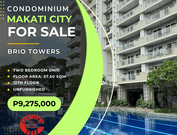 Chic 2-Bedroom Condo in Brio Tower, Makati for Sale along EDSA Guadalupe Viejo