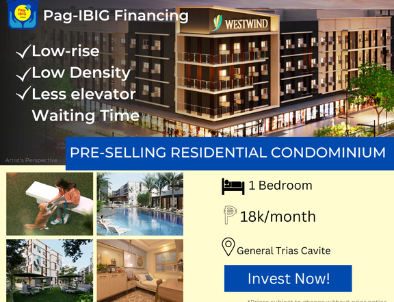 PRE-SELLING Residential Condo 1 BR w/ Balcony 32.62 Sqm. in Cavite