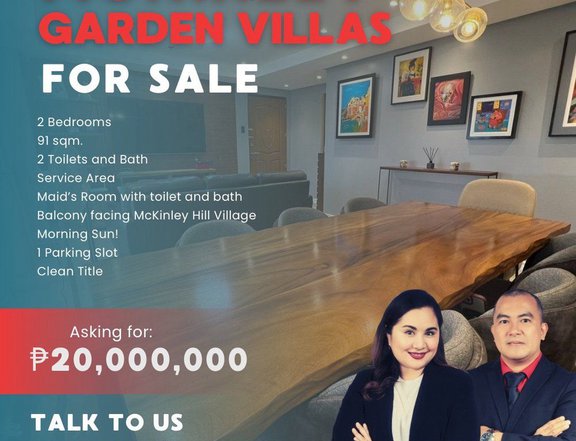 91.00 sqm 2-bedroom Condo For Sale in McKinley Garden Villas Fort Bonifacio / The Fort /BGC