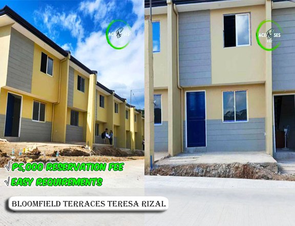 2 STOREY TOWNHOUSE FOR SALE IN BLOOMFIELD TERRACE IN TERESA RIZAL - P5,000 RESERVATION FEE