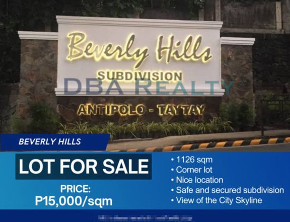 1,126 sqm Residential Lot For Sale in Beverly Hills Subd. Antipolo