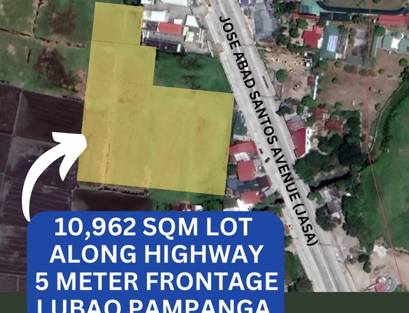 1 Hectare Lot With 5 Mtr Frontage Along Hiway Sto Tomas Lubao Pampanga