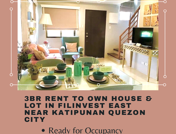Rent to Own 3-bedroom House and Lot in Filinvest East near Q.C., Pasig