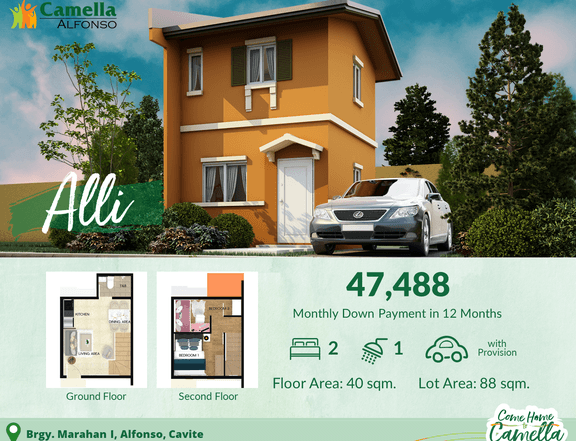 2BR House and Lot For Sale in Alfonso Cavite- Alli Camella Alfonso