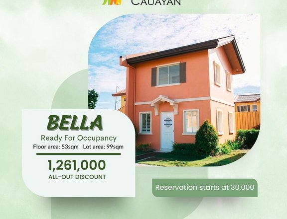House and lot in Cauayan City- Bella 2 BR 1.2M Discount