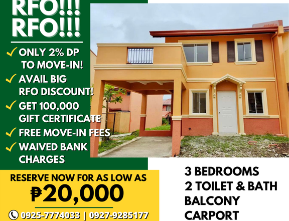 RFO 3-BEDROOM SINGLE ATTACHED IN SILANG - PAY ONLY 2% DP TO MOVE-IN