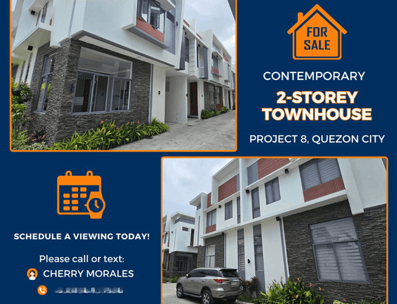 3-bedroom Townhouse with Garage For Sale in Project 8, Quezon City near EDSA Munoz