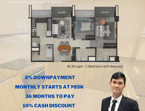 82.00 sqm 3-bedroom Condo For Sale in Paranaque Metro Manila